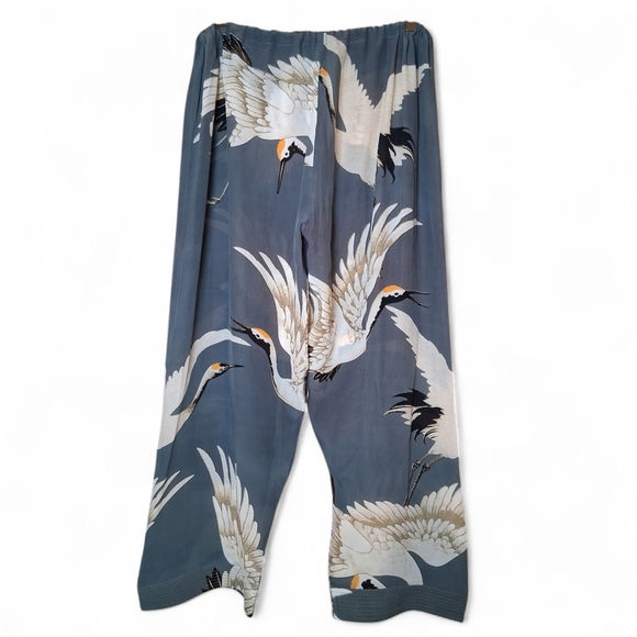 One Hundred Stars Women's Stork Print Gray Palazzo Pants O/S - Picture 2 of 3